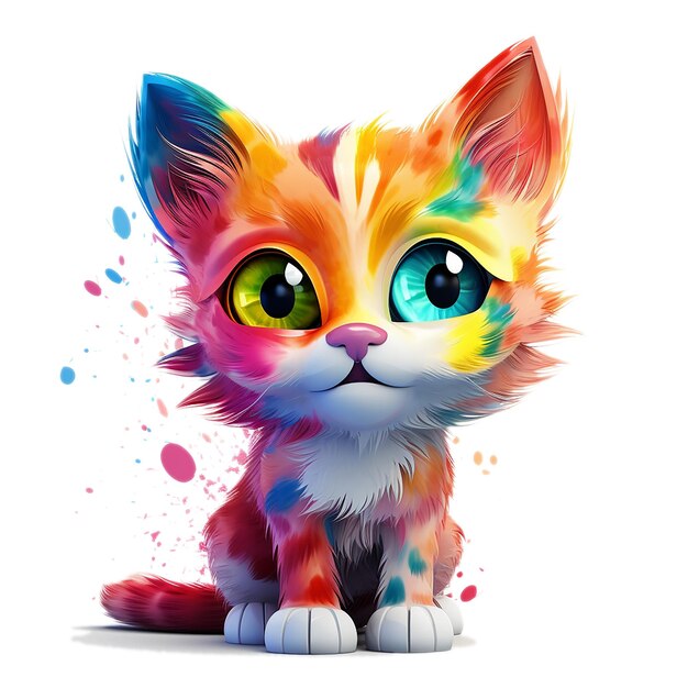 Foto ilustração colorida da animação 3d do gato