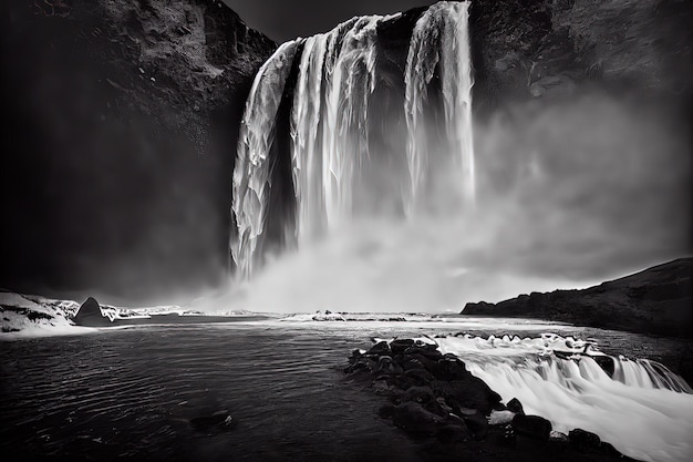 Ilustração colorida da cachoeira de niagara falls canadá pintura do estilo da arte digital