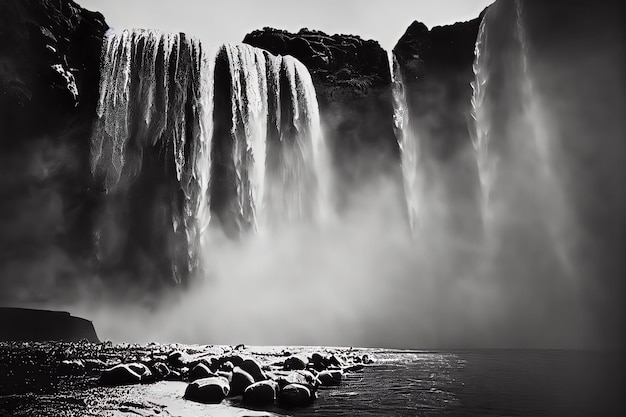 Ilustração colorida da cachoeira de Niagara Falls Canadá Pintura do estilo da arte digital