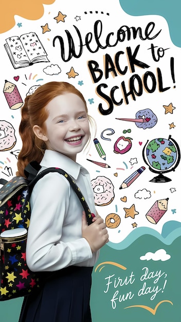 Ilustração colorida da mochila de retorno à escola