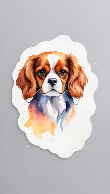 Ilustração colorida de aquarela de Shih Tzu em fundo branco