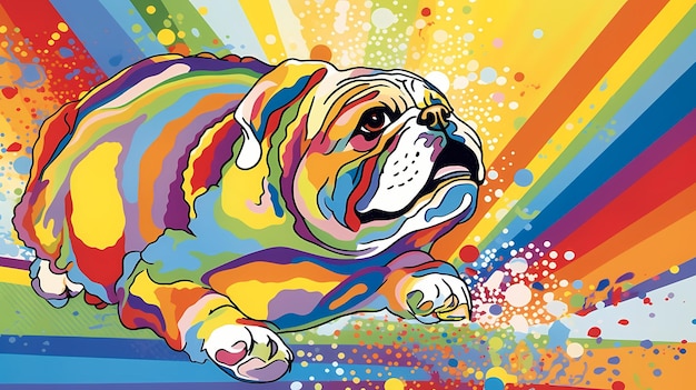Ilustração colorida de bulldog inglês Generative AI
