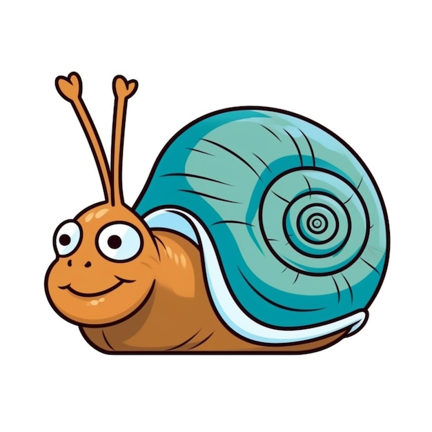 Ilustração colorida de caracol fofo