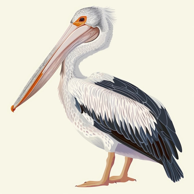 Ilustração colorida de Pelicano Spotbilled em fundo branco Inteligência Artificial Gerativa