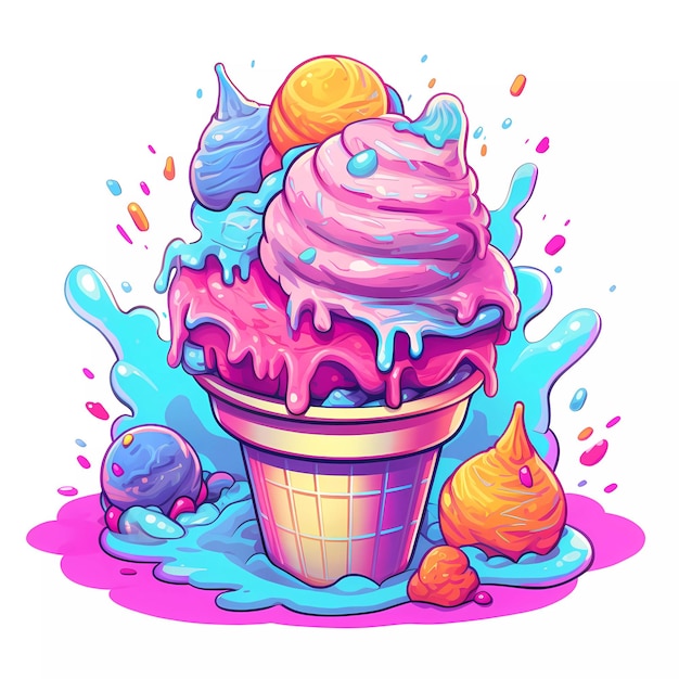 Foto ilustração colorida de sorvete