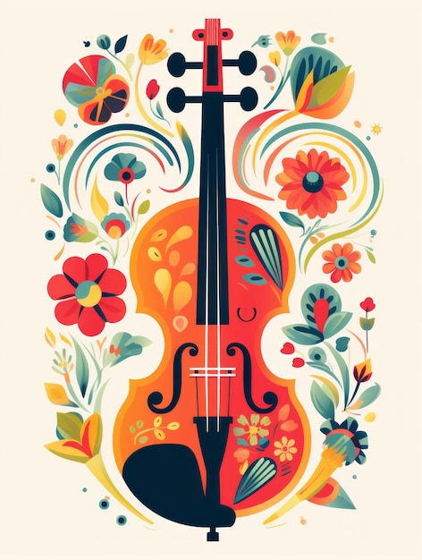 Ilustração colorida de um violino