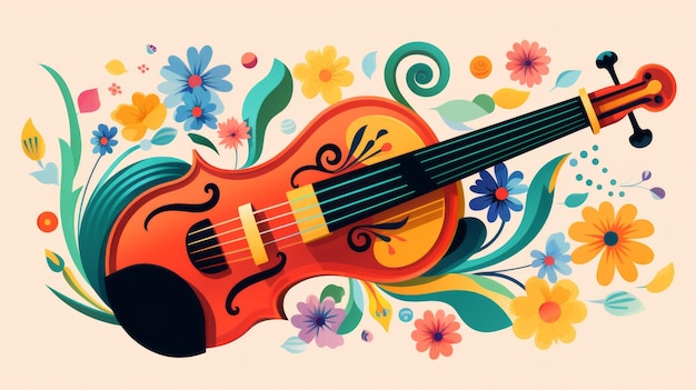 Ilustração colorida de um violino