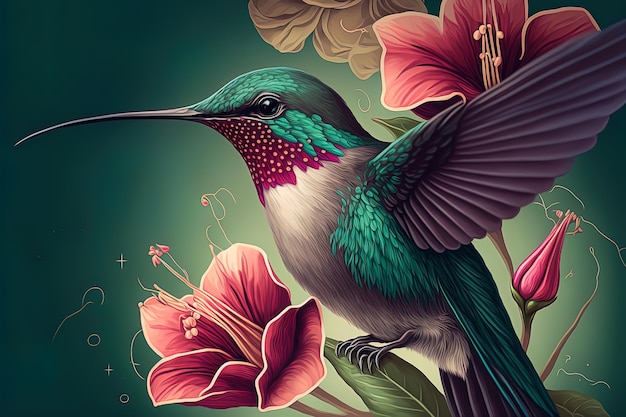 Ilustração colorida do colibri