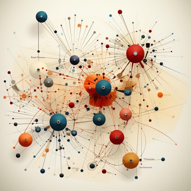 ilustração colorida do gráfico de rede IA generativa