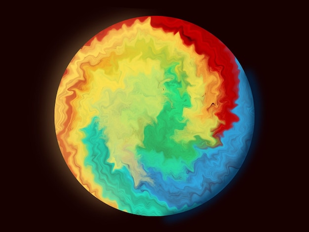 Ilustração colorida do planeta no papel de parede de desenho digital do planeta espacial de fundo escuro