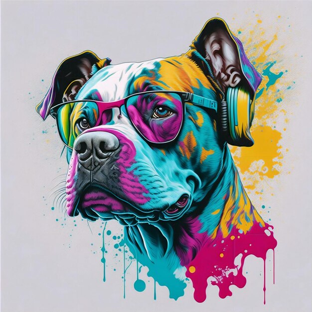 Ilustração colorida do vetor da pop art do cachorro pit bull