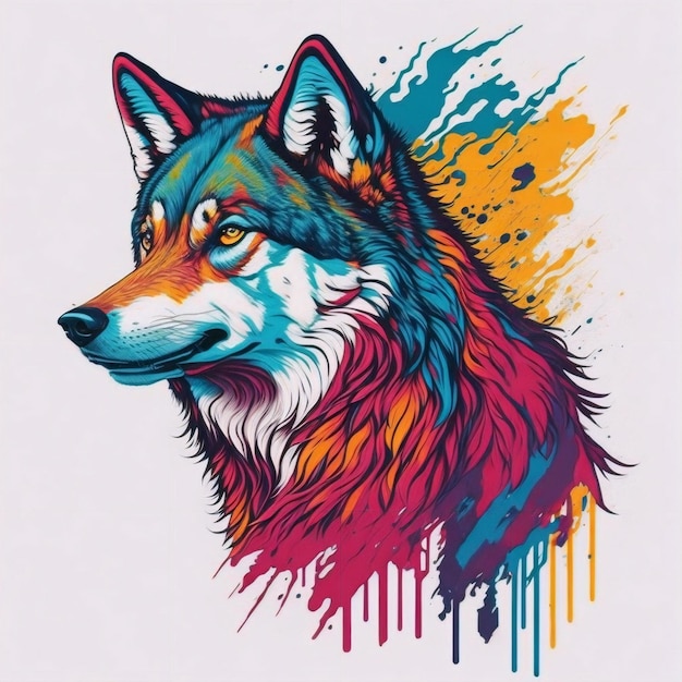 Foto ilustração colorida do vetor do pop art do lobo