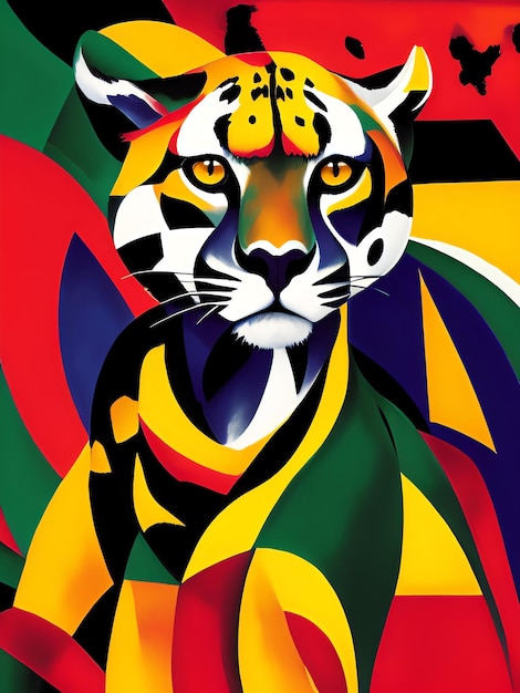 Ilustração colorida dos desenhos animados do retrato da pintura do tigre Amazon Jungle Cat Cheetah