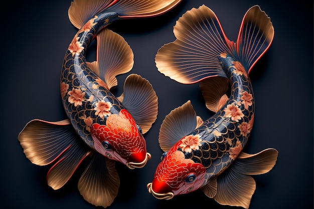 Ilustração colorida dos peixes Koi da carpa japonesa