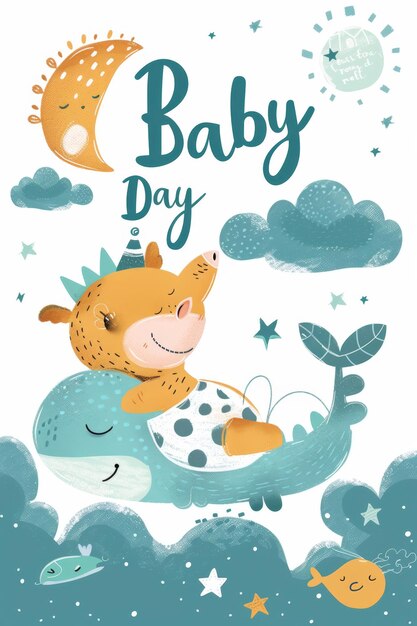 Foto ilustração com texto para comemorar o dia do bebê