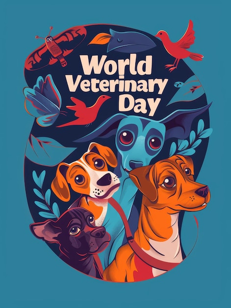 Foto ilustração com texto para comemorar o dia mundial da veterinária