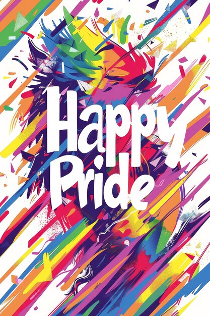 Foto ilustração com texto para comemorar o happy pride