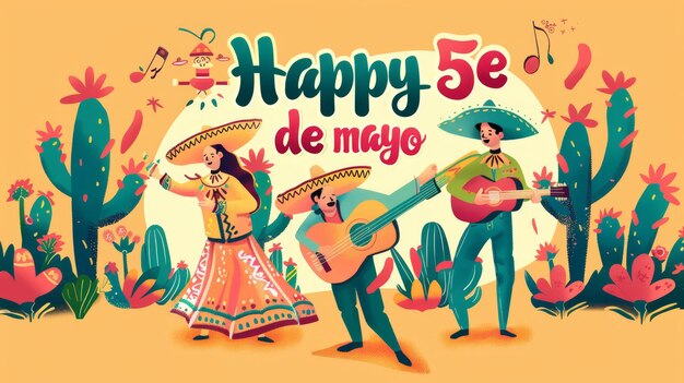 Foto ilustração com texto para comemorar um cinco de maio mexicano