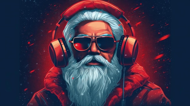 Ilustração Cool Santa DJ AI GenerativexA