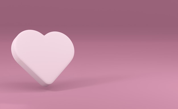 Foto ilustração. coração volumétrico branco sobre um fundo rosa. renderização 3d. elemento de design, cartões, saudações.