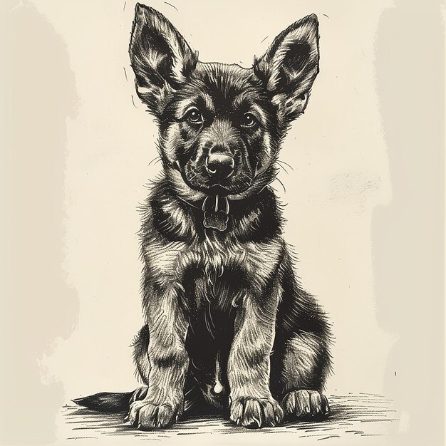 Foto ilustração coreana cute shepherd alemão