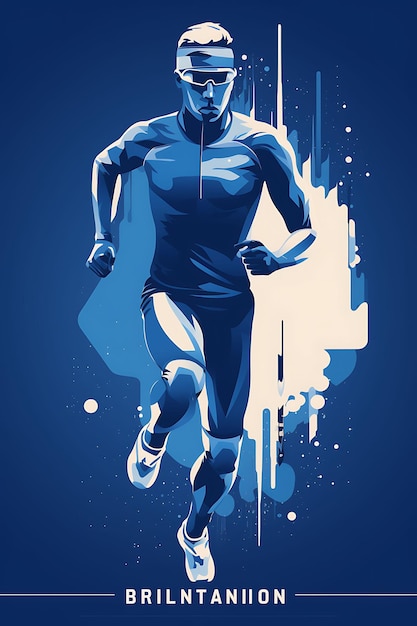 Foto ilustração corrida de biatlo endurance e precisão cool blue color palette flat 2d sport art poster