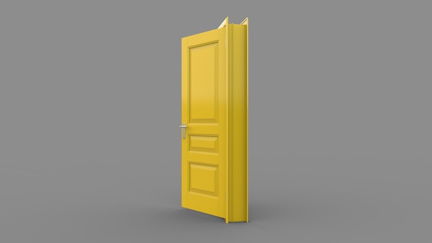 Ilustração criativa da porta realista de entrada de porta fechada aberta isolada no fundo 3d
