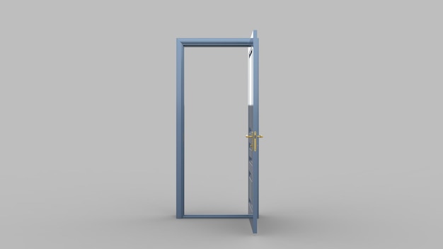 Ilustração criativa da porta realista de entrada de porta fechada aberta isolada no fundo 3d