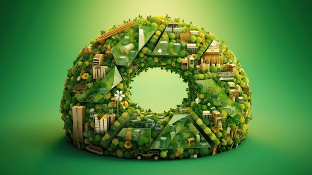 Ilustração d esboçada simbolizando a natureza circular da habitação de desenvolvimento de economia de vida urbana