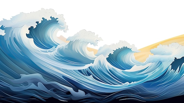 ilustração da água do oceano ondas grandes em formato de banner da web do mar