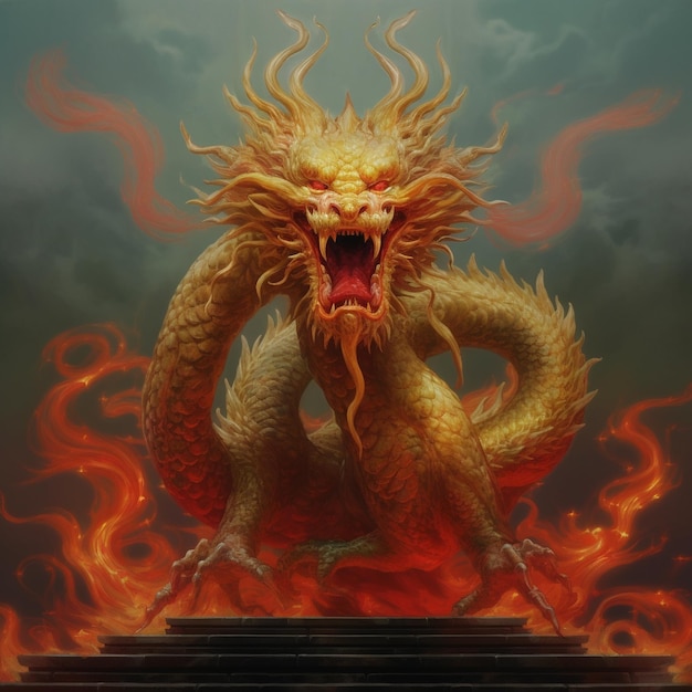 Ilustração da arte de fantasia do dragão chinês