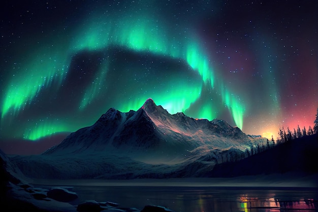 ilustração da aurora boreal generativa ai