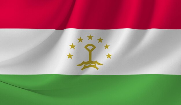 Ilustração da bandeira do Tajiquistão com efeito ondulado