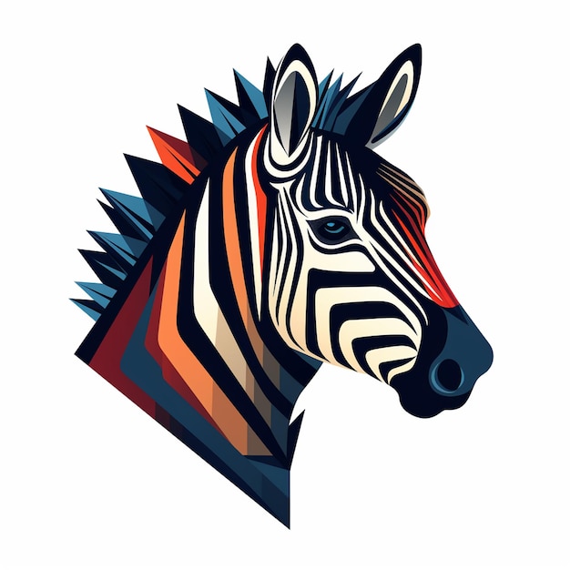 Ilustração da cabeça de uma zebra com formas geométricas