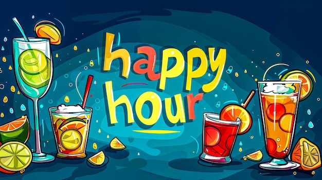 Ilustração da celebração da Happy Hour