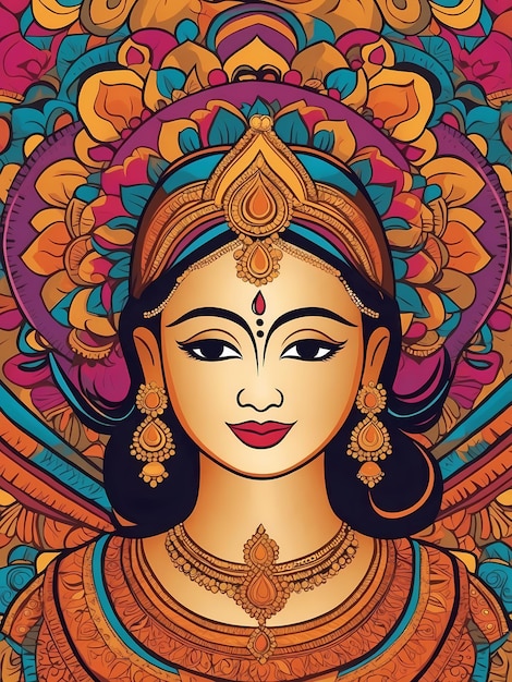 Ilustração da celebração de Diwali com uma bela mulher segurando uma vela brilhante shubh deepavali