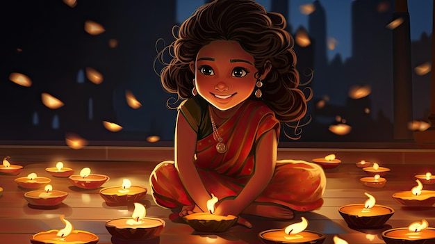 Ilustração da celebração de Diwali