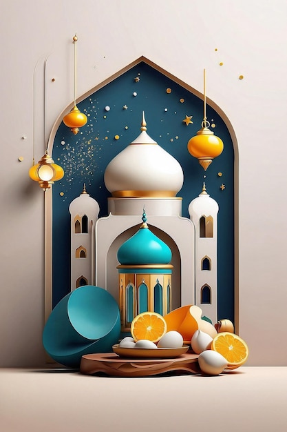 Ilustração da celebração do Ramadan para as mídias sociais