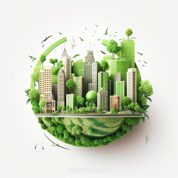 ilustração da cidade verde no globo terrestre vetor