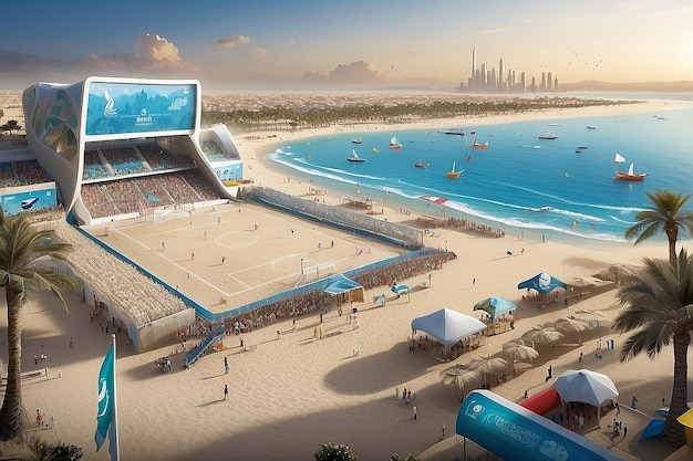 Ilustração da Copa do Mundo de Futebol de Praia da FIFA UAE 2024