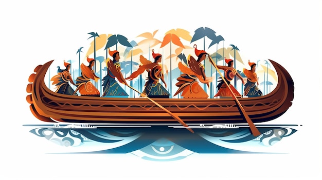 Ilustração da corrida de barco Onam no fundo branco Onam Generative ai