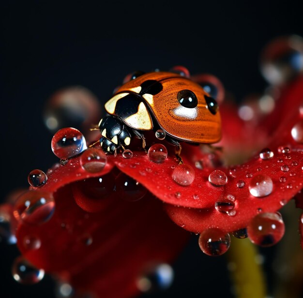 Foto ilustração da deslumbrante joaninha na flor