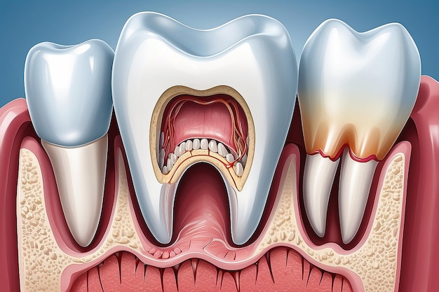 Ilustração da doença das gengivas doença periodontal doença periodontite