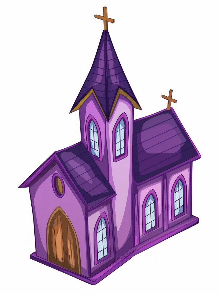 Foto ilustração da igreja púrpura para design web moderno ia gerativa