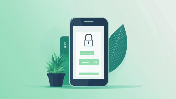 Ilustração da interface de segurança do telemóvel