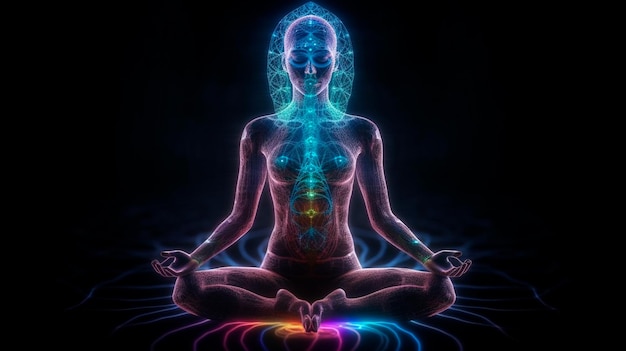 Ilustração da meditação de iluminação do despertar espiritual IA generativa