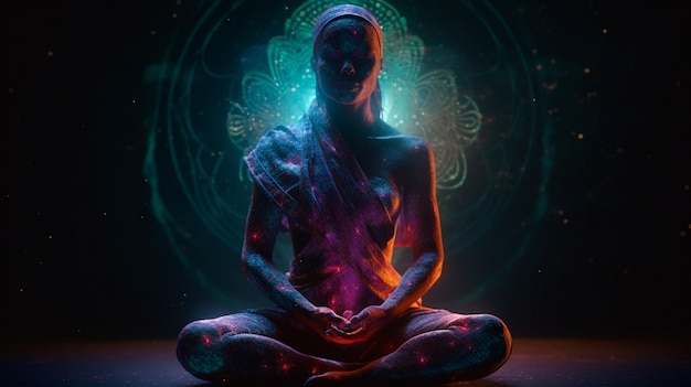 Ilustração da meditação de iluminação do despertar espiritual IA generativa