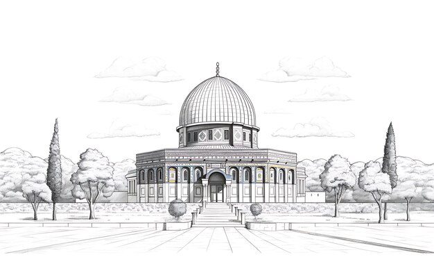 Foto ilustração da mesquita de al-aqsa em fundo branco