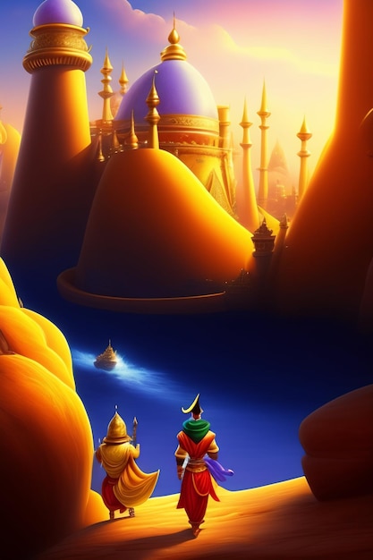 Foto ilustração da mesquita islâmica eid al adha lanternas árabes e fundo islâmico história árabe 3d