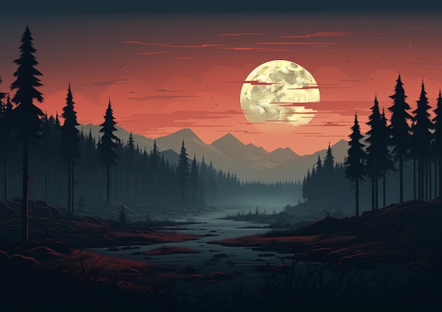 ilustração da paisagem da floresta